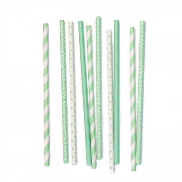 195mm Blue Strip Paper Straw