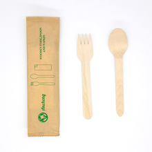 Kraft Paper Wrapped Disposable Wooden Eco Spoons And Forks