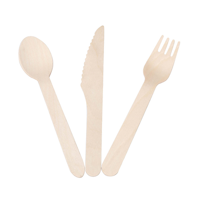 Eco Friendly Biodegradable Disposable Birch Wood Cutlery Set For Food