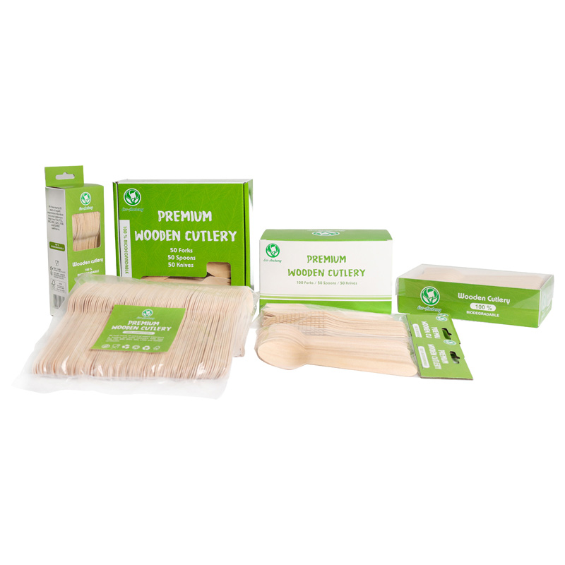 Compostable Wooden Takeaway Cutlery with Different Package